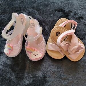 👶🏼 4/$10 6-12 Month Baby Girl Sandals Shoes Pink Beach Summer Open Toe